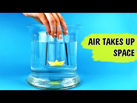 Air takes up space Experiment with paper boat