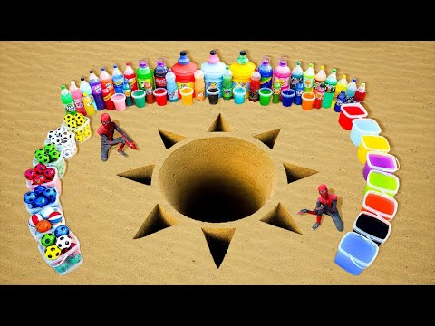 Big Toothpaste Eruption from Sun pit, Giant Dr Pepper, Mtn Dew, Pepsi, Coca Cola vs Mentos