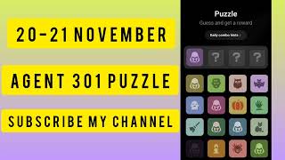 Agent 301 Daily combo card 20-21  November | Agent 301 Puzzle Solved Today 20 November |