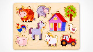 Learn Farm Animal Names with Activity Puzzle | Preschool Learning Video for Kids & Toddlers
