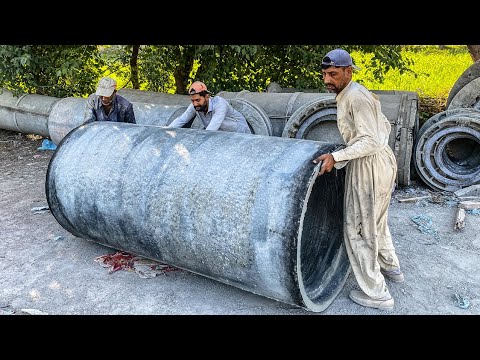 Process of Making Huge Concrete Pipe | Creative Cement Working Projects | Pipes Production Factory