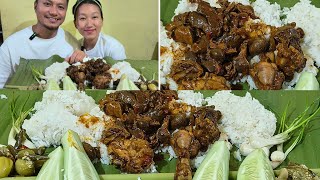 Chicken innards with fresh vegetables#mukbang @atsokeor9880 