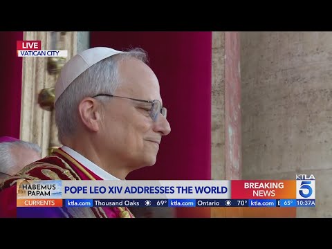 Pope Leo XIV makes first address