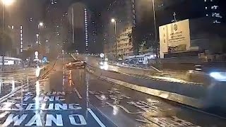 車CAM直擊 - 天雨路滑 Tesla龍翔道上橋失控自炒