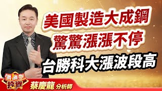 2025.07.30 蔡慶龍分析師【美國製造大成鋼 驚驚漲漲不停 台勝科大漲波段高】#價值型投資 #蔡慶龍 分析師
