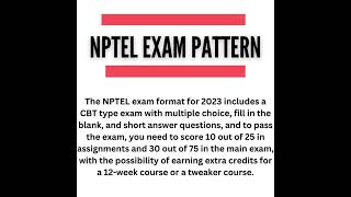 NPTEL EXAM PATTERN | #nptel | #govtjobs |#shortsfeed