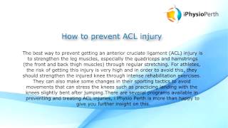 Perth Physiotherapy for ACL Injury - Call (08) 9444 8729