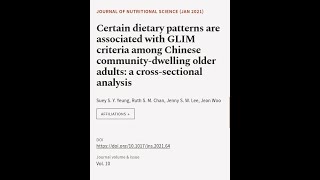 Certain dietary patterns are associated with GLIM criteria among Chinese community-dw... | RTCL.TV