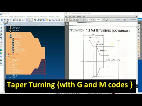 Taper Turning {with G and M codes } CNC Turning