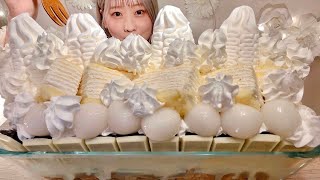 ASMR Giant White Parfait【Mukbang/ Eating Sounds】【English subtitles】