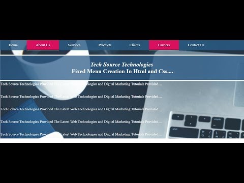 How To Create Fixed Menu Using Html Css | Fixed Menu With Transparent Background In Html Css