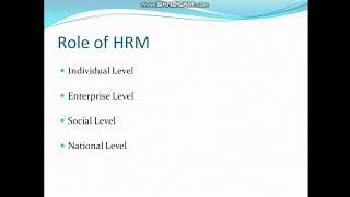 HRM : Role of HRM