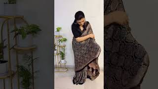 Rs 3000 ajrakh handblock  natural colour modal  saree for order WhatsApp 7567511414 #kutchcraftshop