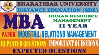BHARATHIAR UNIVERSITY SDE MBA  HUMAN RESOURCE MANAGEMENT II YEAR QUESTION PAPER/ANSWER ,