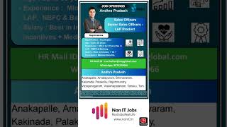 Hiring Sales officer #nonitjobs #jobsinandhrapradesh#bankingandfinancejobs