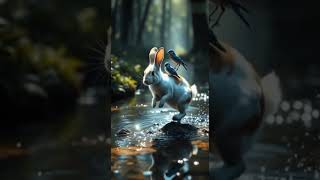Rabbit and birds in jungle#r 🐰🦜 #JungleMystery #NatureMagic # #EpicWildlife e