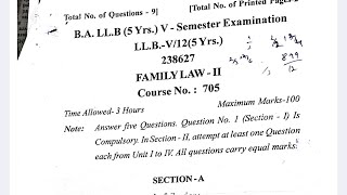 FAMILY LAW 2 | PREVIOUS YEAR QUESTION PAPERS| B.A.LLB. 5 YEARS & 3 YEARS