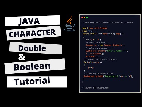 JAVA TUTORIAL : HOW TO CREATE AND USE CHARACTER DOUBLE AND BOOLEAN VARIABLE (DUMMY AI MACHINE)
