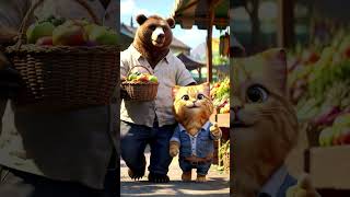 bear 🐻 with cat 😺|  #ai #cat #13million #funnyclips #funny #viralclips #aiworld