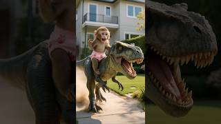 Monkey Kid Steals and Grows Up a Real Dinosaur #monkey #dinosaur #ai #shorts