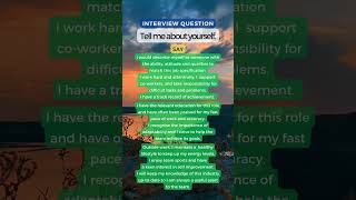Interview question: Tell me about yourself #interview #interviewquestions #interviewtips #interviews