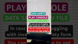 DATA SAFETY play console | Data safety form in play Store #googleplayconsole #datasafety #playstore