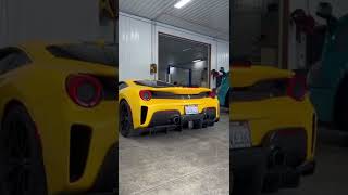Ferrari 488 pista with full straight piped gintani exhaust