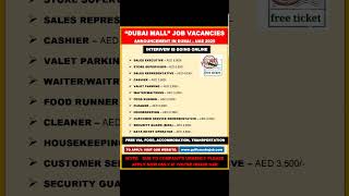 🇦🇪 Dubai Mall Jobs 2025 | Salary up to AED 5,500 + Free Visa! #dubaijobs #dubaijobportal #shorts