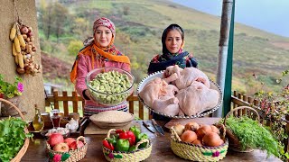 Rainy Day in the Village | Cooking Fried Chicken with Dill Fava Bean Rice