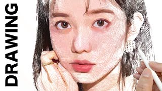 Drawing portrait with straight line | 弘中綾香 | 人物画 | ARTY COATY