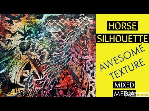 HORSE SILHOUETTE WITH BIRDS - MIXED MEDIA