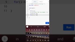 Number pattern printing -- 3 || Number pattern in c. #shorts #youtubeshort