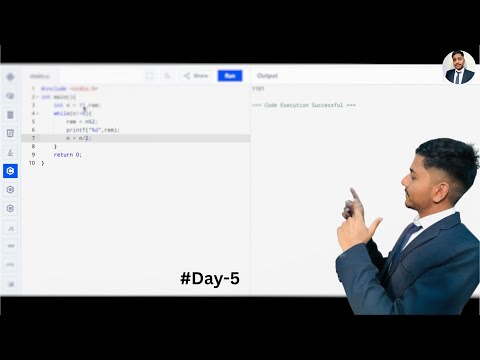 write a program to convert decimal number into binary number  🚀DAY- 5🚀 C- PROGRAMMING