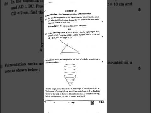 CBSE class 10th, maths paper, set-3