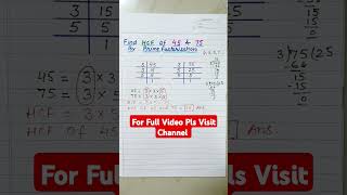 HCF of 45 & 75 by Prime Factorisation #youtubeshorts #shorts #hcf #primefactorization