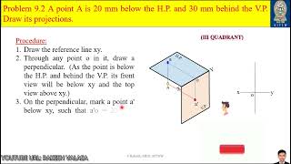 Problem 9.2 Projections of points solutions (Engineering Drawing by N.D.Bhatt textbook)