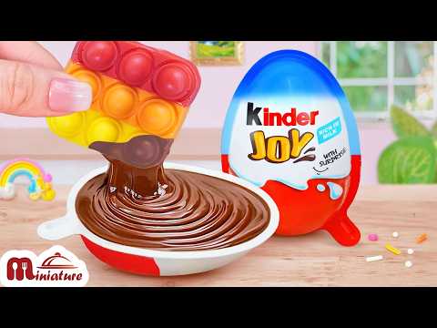 DIY Miniature Rainbow Kinder Joy | Beautiful Kinder Joy Dessert & Decorating Ideas | ASMR Cooking