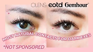 NO FILTER TRY-ON | Natural Colored Contact Lenses! 💖🌙 EOTD, OLENS, & GemHour