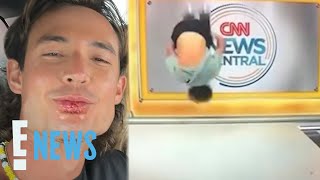 CNN Guest's Backflip Fail Goes Viral After On-Air News Blooper | E! News