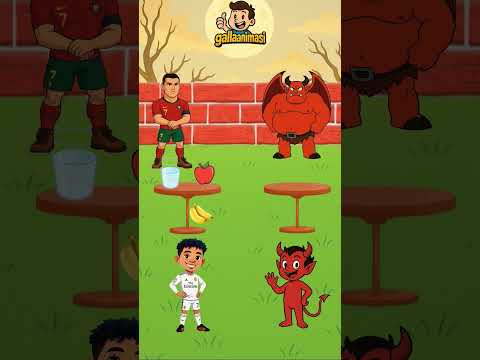 Ronaldo vs Satan, healthy food vs unhealthy food #cartoon #funny #animation #ronaldo #football