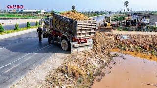 Incredible! START Project LANDFILL Connect RingRoad by Expert Driver Dozer KOMATSU D31P Pushing Soil