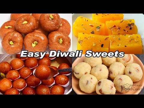 4 Easy Diwali Sweets/ Badusha/ Gulab Jamun