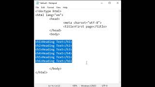 HTML Heading Tags | #html #shorts 08  🚀