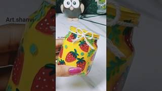 🍓 DIY Strawberry Jar Painting | Cute & Easy Bottle Art Idea 🖌️#diy #glassjar #viral #art #trending