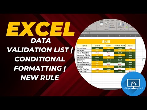 Excel Data Validation- list | conditional formatting,| new rule