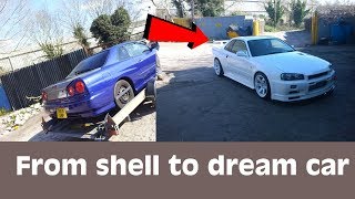 Skyline R34 GTT to GT-R [FULL]Conversion- From shell to dream car