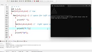 Pyramid Pattern Print in C Language || Write a Program to Print Pyramid Pattern in C  in Hindi...