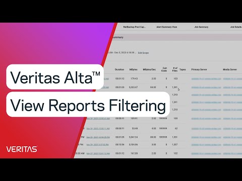 Veritas Alta™ View Reports Filtering