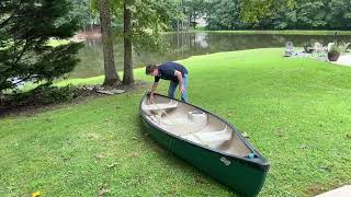 Marking a block and tackle pulley system to store our canoe
