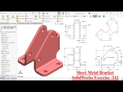 SolidWorks Sheet Metal Bracket-Exercise 242